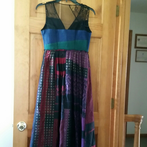 Anthropologie Niki Tlanapan Patchwork Lace Silk Maxi Dress 0 NWT $368 - Picture 4 of 12